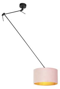 Viseća svjetiljka s velur hladom stara ružičasta sa zlatom 35 cm - Blitz I crna