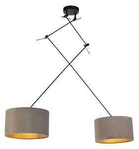 Viseća svjetiljka s baršunastim nijansama taupe sa zlatom 35 cm - Blitz II crna