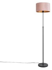 Podna svjetiljka crna s velur nijansom ružičasta sa zlatom 35 cm - Parte