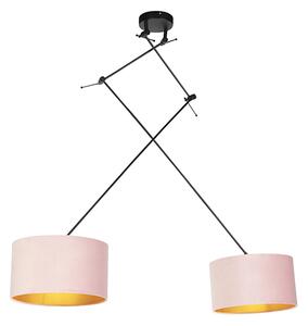 Viseća svjetiljka s baršunastim nijansama ružičasta sa zlatnom 35 cm - Blitz II crna