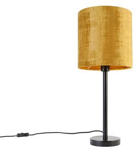Moderna stolna lampa crna sa sjenilom zlatnim 25 cm - Simplo