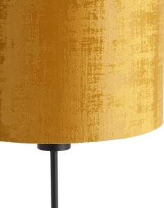 Stolna lampa crna baršunasta sjena zlatna 25 cm podesiva - Parte