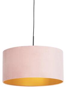 Viseća svjetiljka s velurastom nijansom ružičasta sa zlatnom 50 cm - Combi