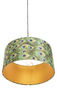 Viseća svjetiljka s paunom od velur hlača sa zlatom 50 cm - Combi