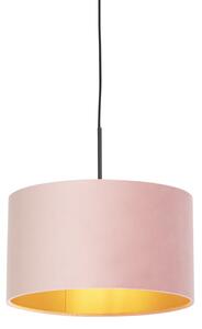 Viseća svjetiljka s velurastom nijansom ružičasta sa zlatnom 35 cm - Combi