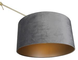 Moderna podna svjetiljka zlatna baršunasta sjenilo siva 50 cm - Urednik