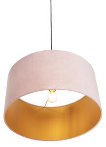 Viseća svjetiljka s velurastom nijansom ružičasta sa zlatnom 50 cm - Combi
