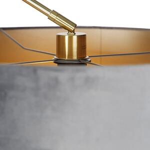 Moderna podna svjetiljka zlatna baršunasta sjenilo siva 50 cm - Urednik