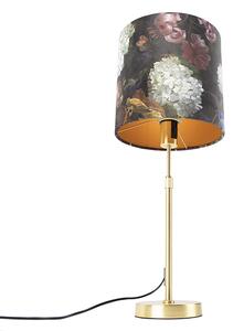 Stolna svjetiljka zlatna / mesing s cvijetom somota u sjenci 25 cm - Parte