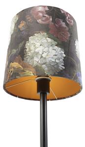 Romantična stolna lampa crna s hladom za cvijeće 25 cm - Simplo