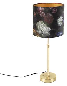 Stolna svjetiljka zlatna / mesing s cvijetom somota u sjenci 25 cm - Parte