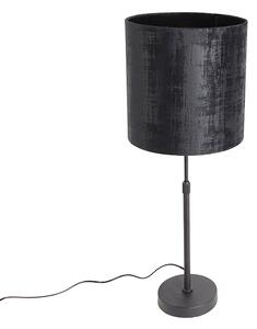Stolna lampa crna velur sjena crna 25 cm podesiva - Parte