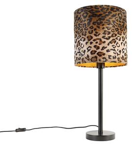 Moderna stolna lampa crna sa sjenilom leopard 25 cm - Simplo