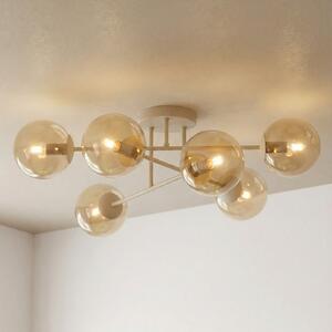 EMIBIG LIGHTING Stropna svjetiljka RIMA, bež, Ø 75 cm, 6-svjetiljkasta, staklo/metal, E14, prigušiva, Bež, Dnevni boravak/blagovaonica, Staklo, Metak