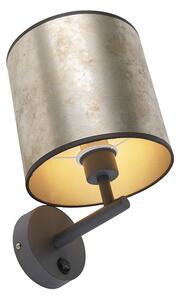 Vintage zidna svjetiljka tamno siva s cink hladom - Matt