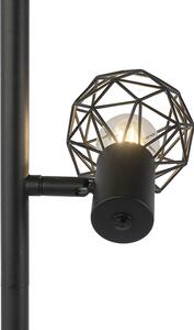 Dizajn podna svjetiljka crna podesiva sa 3 svjetla - mreža