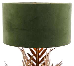 Vintage stolna svjetiljka zlatna s velur hladom zelena 35 cm - Botanica
