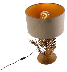 Vintage stolna svjetiljka zlatna s baršunastom nijansom taupe 35 cm - Botanica