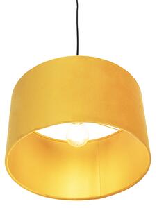 Viseća svjetiljka s velurastom nijansom oker sa zlatom 35 cm - Combi