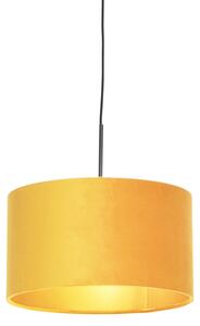 Viseća svjetiljka s velurastom nijansom oker sa zlatom 35 cm - Combi