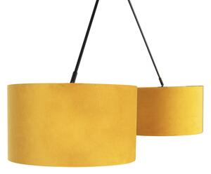 Viseća svjetiljka s baršunastim nijansama oker sa zlatom 35 cm - Blitz II crna