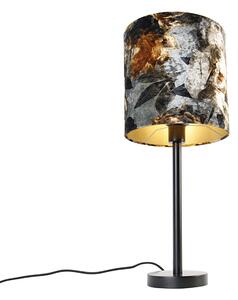 Moderna stolna svjetiljka crna sa sjenilom cvjetovi 25 cm - Simplo