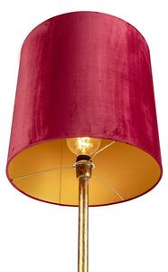 Vintage podna svjetiljka zlatna s crvenom nijansom 40 cm - Simplo