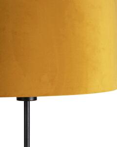Podna svjetiljka crna s baršunom nijansa oker žuta sa zlatom 35 cm - Parte