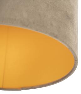 Stropna svjetiljka s velur taupe zlatnom zlatom 25 cm - kombinirana crna