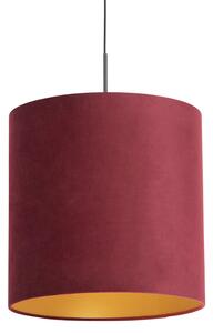 Viseća svjetiljka s velurastom nijansom crvena sa zlatnom 40 cm - Combi