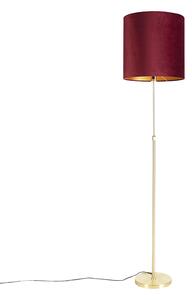 Podna svjetiljka zlatna / mesing s crvenim baršunastim hladom 40/40 cm - Parte