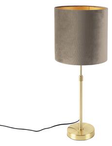 Stolna svjetiljka zlatna / mesing s velur sjenom u boji 25 cm - Parte