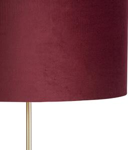 Podna svjetiljka zlatna / mesing s crvenim baršunastim hladom 40/40 cm - Parte