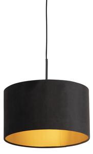 Viseća svjetiljka s velur hladom crna sa zlatom 35 cm - Combi