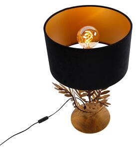 Vintage stolna svjetiljka zlatna s baršunastom nijansom crna 35 cm - Botanica