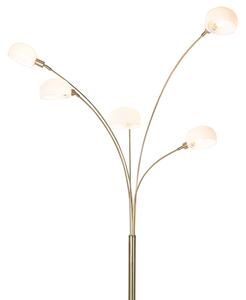 Dizajnerska podna svjetiljka od mesinga s opalnim staklom 5 svjetla - Sixties Marmo