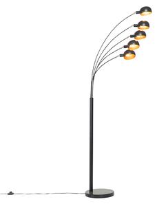 Dizajnerska podna lampa crna sa zlatnim 5 lampica - Sixties Marmo
