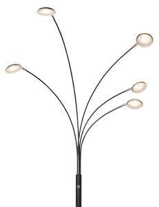 Dizajnerska podna svjetiljka crna uključujući LED 5 svjetala - Trento šezdesetih godina