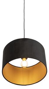 Viseća svjetiljka s velur hladom crna sa zlatom 35 cm - Combi