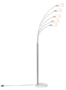 Dizajnerska podna svjetiljka čelična s opalnim staklom 5-svjetlo - Sixties Marmo