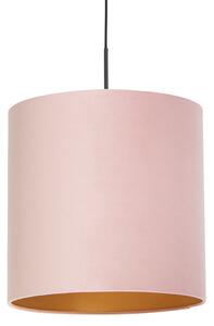 Viseća svjetiljka s velurastom nijansom ružičasta sa zlatnom 40 cm - Combi