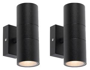 Set od 2 vanjske zidne svjetiljke crne IP44 - Duo