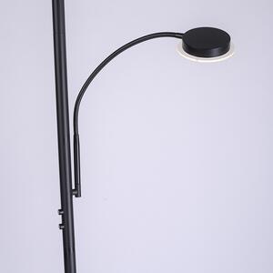 Podna svjetiljka crna s LED diodom s prigušivačem na dodir i rukom za čitanje - Hanz