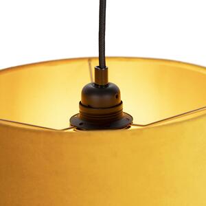 Viseća svjetiljka s 3 baršunaste nijanse žute sa zlatom - Cava