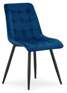 Blagovaonska stolica SPLIT VELVET s crnim nogama, plava