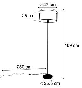 Dizajn podne svjetiljke čelik s crno-bijelom hladom 47 cm - Simplo