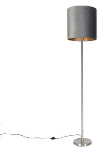 Moderna podna lampa od čelične tkanine sjena 40 cm - Simplo