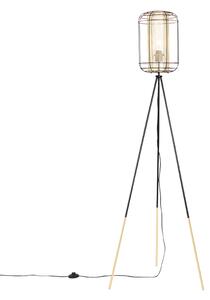Dizajnerska podna svjetiljka tronožac crne boje sa zlatom - Gaze