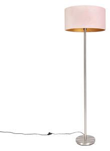 Podna svjetiljka čelik s ružičastim hladom 50 cm - Simplo
