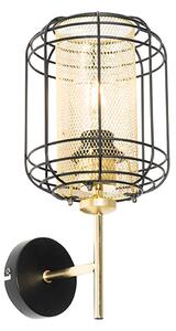 Dizajn zidna svjetiljka crna sa zlatom - Gaze Up
